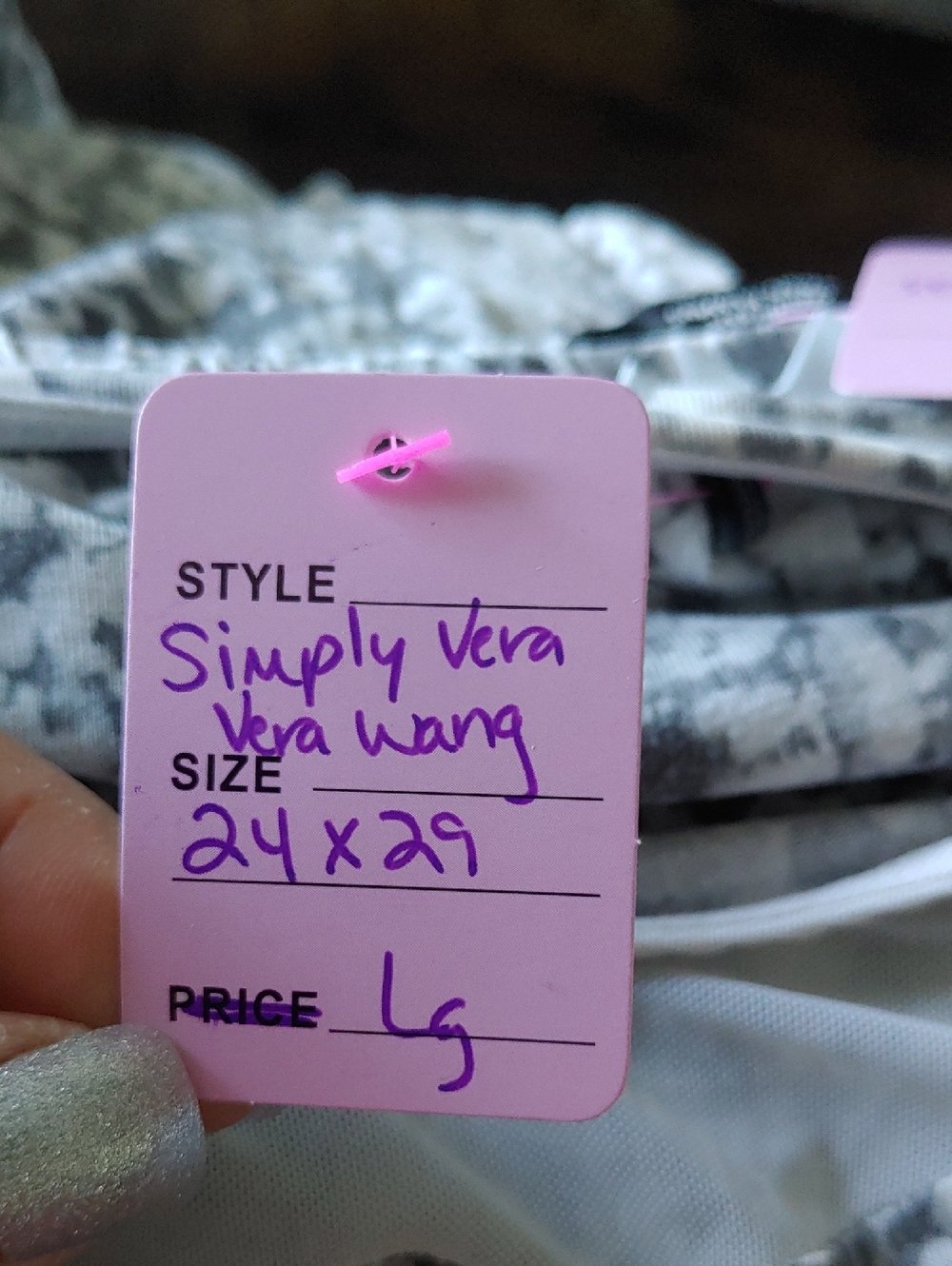 Simply Vera Vera Wang Large Grey/white Short Sleeve Capri Pajama Set - Picture 7 of 8